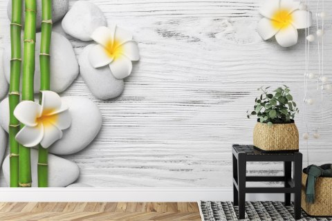 Fototapeta Bambusy Z Kwiatami I Kamieniami Vinyl Strukturalny 315x210 FT-2490-VS315-210