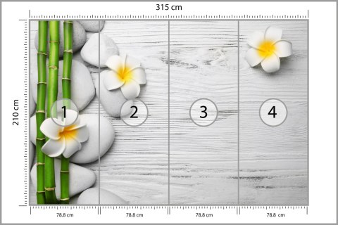 Fototapeta Bambusy Z Kwiatami I Kamieniami Vinyl Strukturalny 315x210 FT-2490-VS315-210