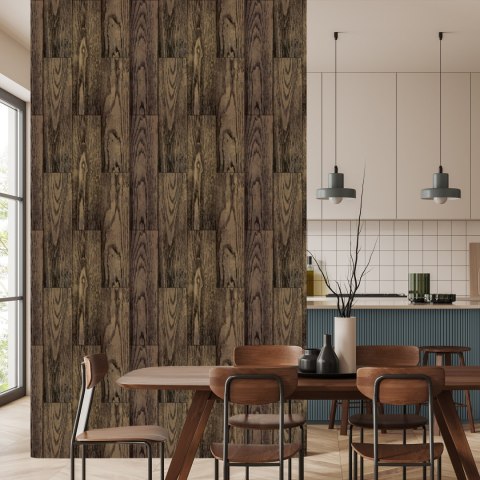 Tapeta Ciemne Pionowe Deski Drewniane Flizelina 53x1000 TR-1207-VER-53