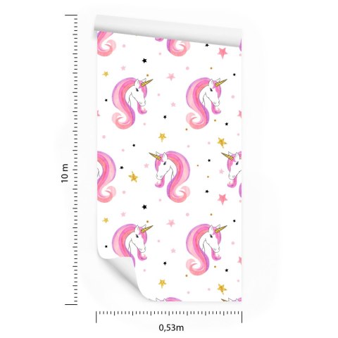 Tapeta Dla Dzieci - Jednorożce I Gwiazdki Flizelina 53x1000 TR-1137-VER-53