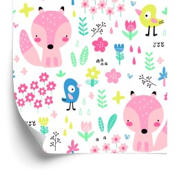 Tapeta Dla Dzieci - Wesołe Liski I Ptaszki Flizelina 53x1000 TR-887-VER-53