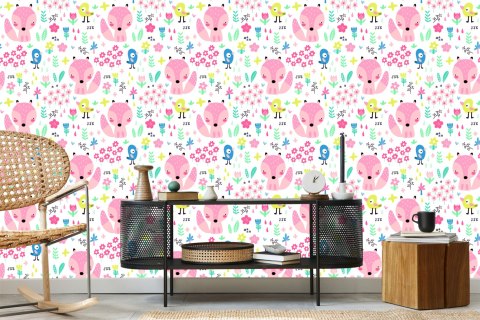 Tapeta Dla Dzieci - Wesołe Liski I Ptaszki Flizelina 53x1000 TR-887-VER-53