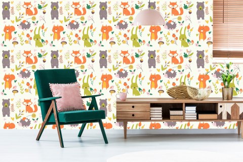 Tapeta Dla Dzieci - Wesołe Zwierzęta Leśne Flizelina 53x1000 TR-2980-VER-53