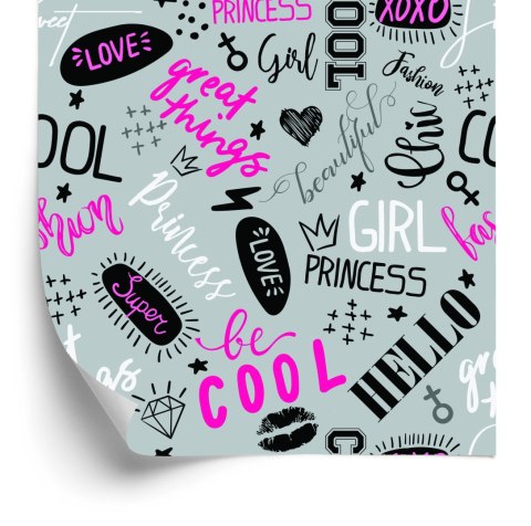 Tapeta Dziewczęca Typografia Flizelina 53x1000 TR-3971-VER-53