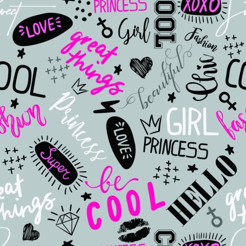 Tapeta Dziewczęca Typografia Flizelina 53x1000 TR-3971-VER-53