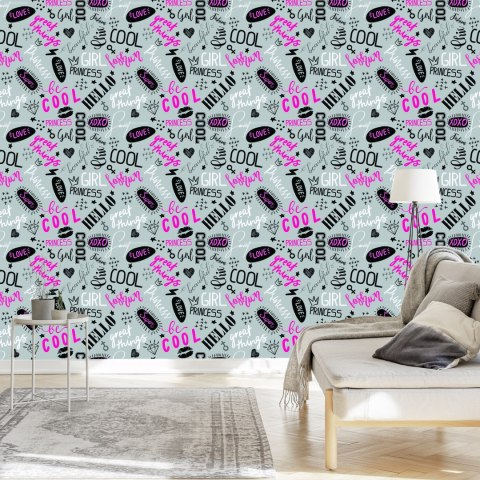 Tapeta Dziewczęca Typografia Flizelina 53x1000 TR-3971-VER-53