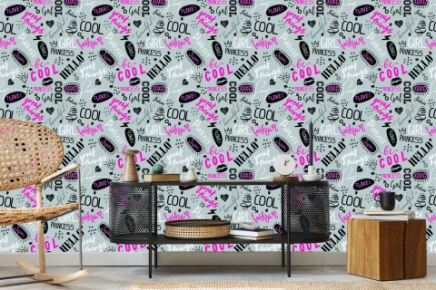 Tapeta Dziewczęca Typografia Flizelina 53x1000 TR-3971-VER-53