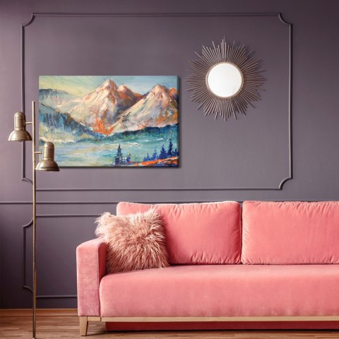 Obraz Na Płótnie Abstrakcyjny Malunek Gór Canvas Naturalny 100x70 LB-1033-NC100-70