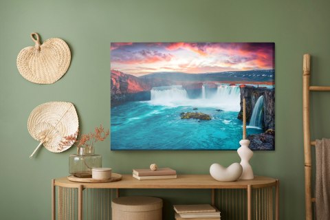 Obraz Na Płótnie Islandzkie Wodospady O Poranku Canvas 120x80 LB-1553-C120-80