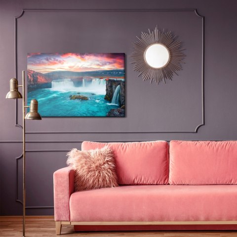 Obraz Na Płótnie Islandzkie Wodospady O Poranku Canvas Naturalny 120x80 LB-1553-NC120-80