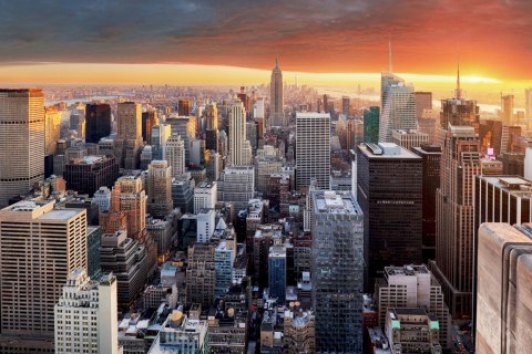 Obraz Na Płótnie Budynki Nowego Jorku Canvas Naturalny 100x70 LB-116-NC100-70