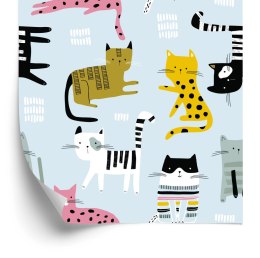 Tapeta Dla Dzieci - Kolorowe Kotki - Styl Skandynawski Flizelina 53x1000 TR-395-VER-53