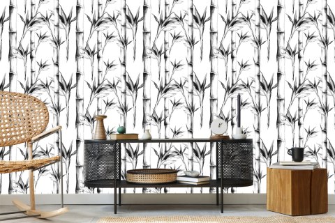 Tapeta Czarno-Biały Bambusowy Las Flizelina 53x1000 TR-3700-VER-53