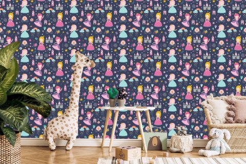 Tapeta Dla Dzieci Tęcza Chmury Księżniczki Z Bajki Flizelina 53x1000 TR-2143-VER-53