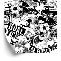 Tapeta Piłki, Głośniki I Trampki Flizelina 53x1000 TR-6045-VER-53