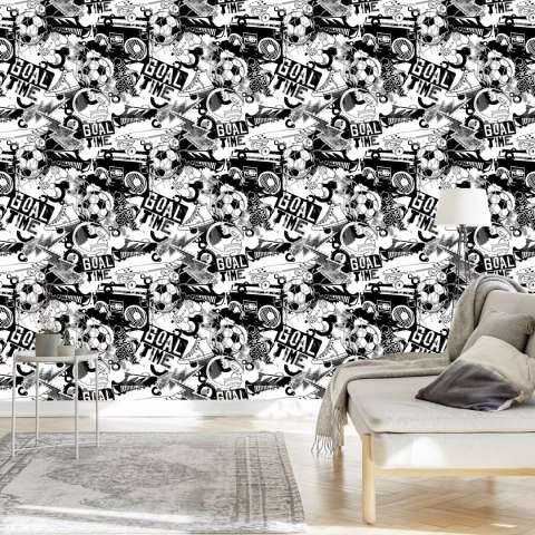 Tapeta Piłki, Głośniki I Trampki Flizelina 53x1000 TR-6045-VER-53