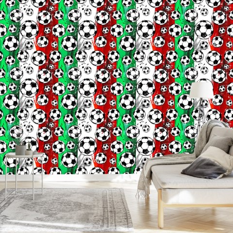 Tapeta Piłki Na Tle Włoskich Barw Flizelina 53x1000 TR-6050-VER-53