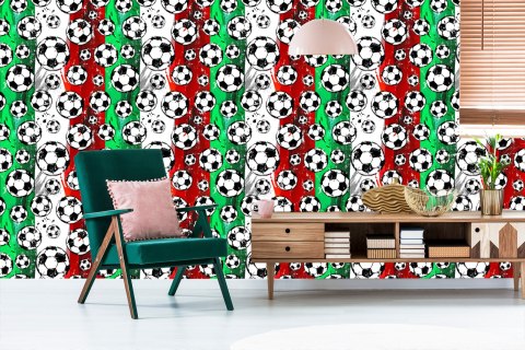 Tapeta Piłki Na Tle Włoskich Barw Flizelina 53x1000 TR-6050-VER-53