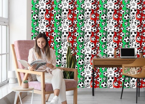 Tapeta Piłki Na Tle Włoskich Barw Flizelina 53x1000 TR-6050-VER-53