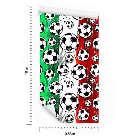 Tapeta Piłki Na Tle Włoskich Barw Flizelina 53x1000 TR-6050-VER-53