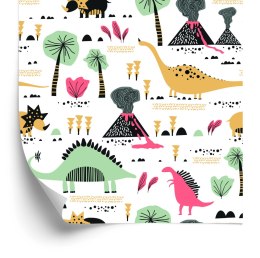Tapeta Dinozaury, Wulkany, Liście, Pokój Chłopca Flizelina 53x1000 TR-1447-VER-53