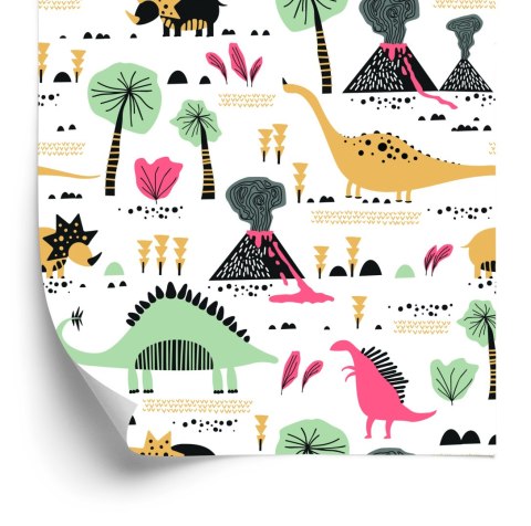 Tapeta Dinozaury, Wulkany, Liście, Pokój Chłopca Flizelina 53x1000 TR-1447-VER-53