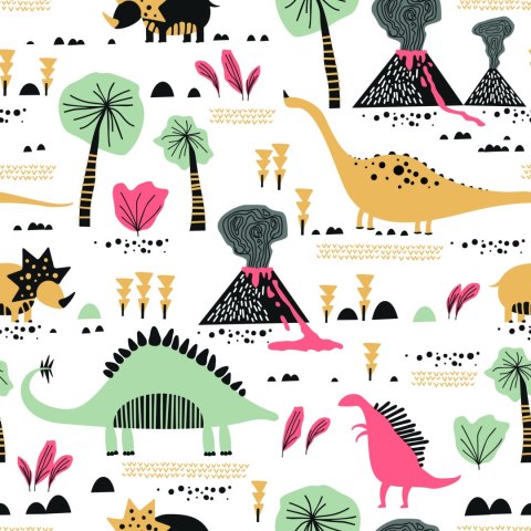 Tapeta Dinozaury, Wulkany, Liście, Pokój Chłopca Flizelina 53x1000 TR-1447-VER-53