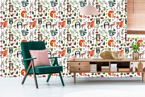 Tapeta Dla Dzieci - Leśne Zwierzątka I Przyjaciele Flizelina 53x1000 TR-3118-VER-53