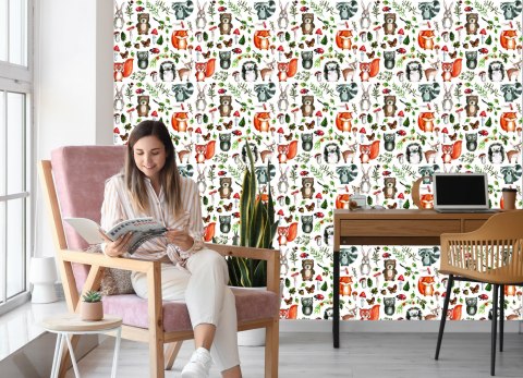 Tapeta Dla Dzieci - Leśne Zwierzątka I Przyjaciele Flizelina 53x1000 TR-3118-VER-53