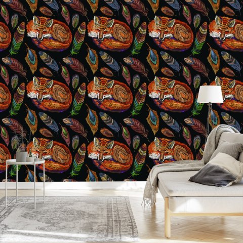 Tapeta Kolorowy Lis Z Piórami Flizelina 53x1000 TR-4018-VER-53