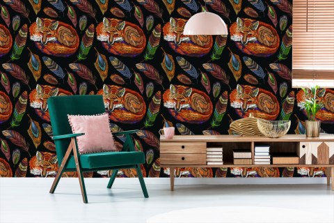 Tapeta Kolorowy Lis Z Piórami Flizelina 53x1000 TR-4018-VER-53