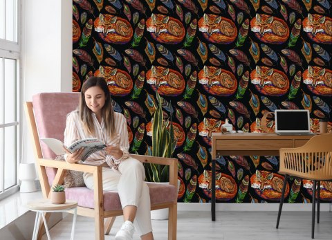 Tapeta Kolorowy Lis Z Piórami Flizelina 53x1000 TR-4018-VER-53