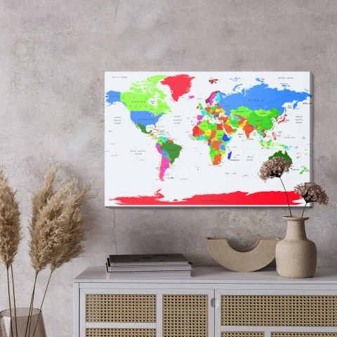 Obraz Na Płótnie Kolorowa Mapa Polityczna Świata Canvas 120x80 LB-1371-C120-80