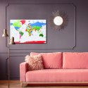 Obraz Na Płótnie Kolorowa Mapa Polityczna Świata Canvas Naturalny 100x70 LB-1371-NC100-70