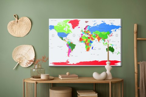 Obraz Na Płótnie Kolorowa Mapa Polityczna Świata Canvas Naturalny 100x70 LB-1371-NC100-70