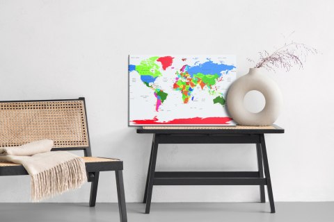 Obraz Na Płótnie Kolorowa Mapa Polityczna Świata Canvas Naturalny 100x70 LB-1371-NC100-70