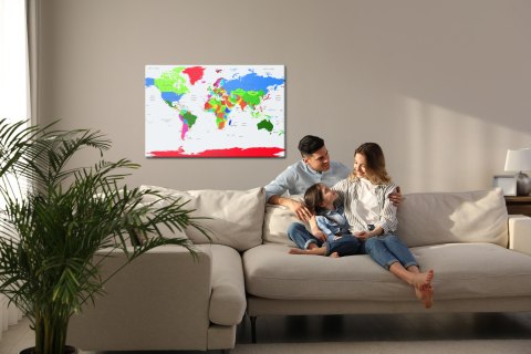 Obraz Na Płótnie Kolorowa Mapa Polityczna Świata Canvas Naturalny 100x70 LB-1371-NC100-70
