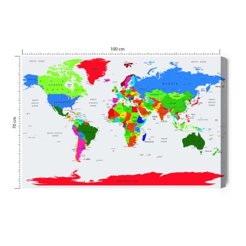 Obraz Na Płótnie Kolorowa Mapa Polityczna Świata Canvas Naturalny 100x70 LB-1371-NC100-70