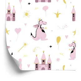 Tapeta Bajkowa Do Pokoju Dziecka, Zamek, Smoki Flizelina 53x1000 TR-2296-VER-53