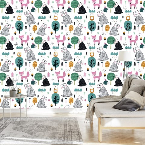 Tapeta Misie I Sowy W Lesie Flizelina 53x1000 TR-4041-VER-53