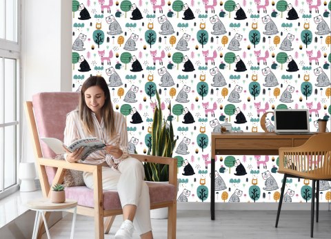 Tapeta Misie I Sowy W Lesie Flizelina 53x1000 TR-4041-VER-53