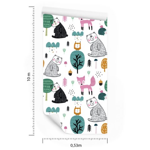 Tapeta Misie I Sowy W Lesie Flizelina 53x1000 TR-4041-VER-53