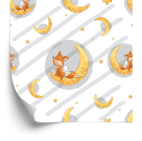 Tapeta Liski I Króliczki Wśród Księżyców I Gwiazd Flizelina 53x1000 TR-5263-VER-53