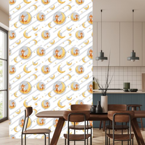 Tapeta Liski I Króliczki Wśród Księżyców I Gwiazd Flizelina 53x1000 TR-5263-VER-53