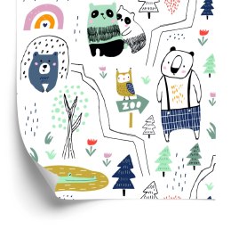 Tapeta Dla Dzieci - Dzikie Zwierzątka - Styl Skandynawski Flizelina 53x1000 TR-771-VER-53