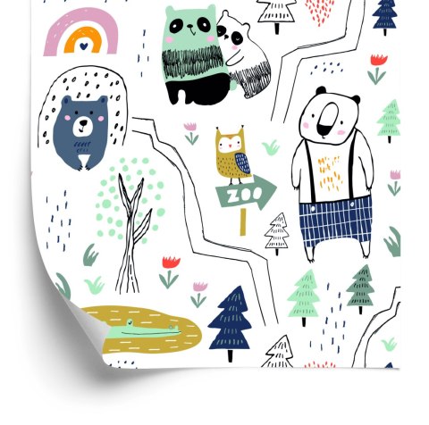 Tapeta Dla Dzieci - Dzikie Zwierzątka - Styl Skandynawski Flizelina 53x1000 TR-771-VER-53