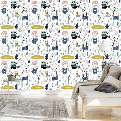 Tapeta Dla Dzieci - Dzikie Zwierzątka - Styl Skandynawski Flizelina 53x1000 TR-771-VER-53