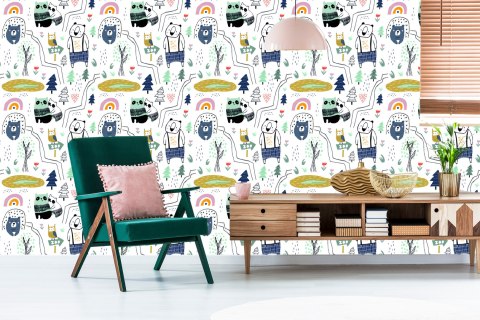 Tapeta Dla Dzieci - Dzikie Zwierzątka - Styl Skandynawski Flizelina 53x1000 TR-771-VER-53