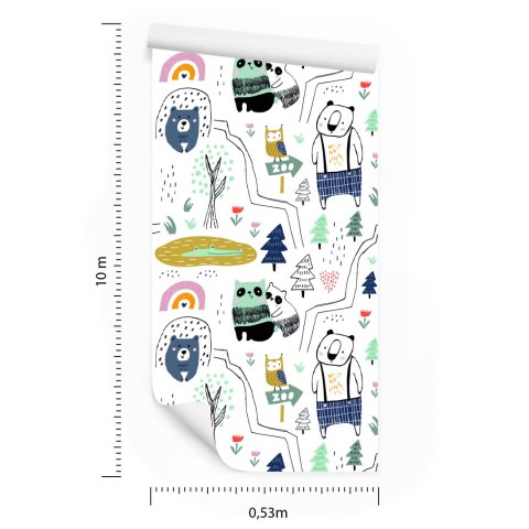 Tapeta Dla Dzieci - Dzikie Zwierzątka - Styl Skandynawski Flizelina 53x1000 TR-771-VER-53