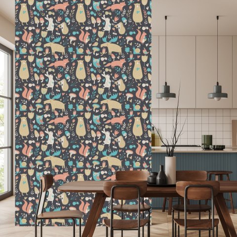 Tapeta Dla Dzieci - Leśne Zwierzątka I Rośliny Flizelina 53x1000 TR-2838-VER-53